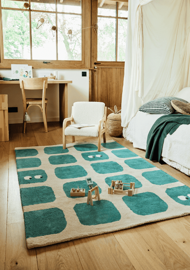 Tapis enfant rectangulaire épais, Coton bio GOTS, BIDULES