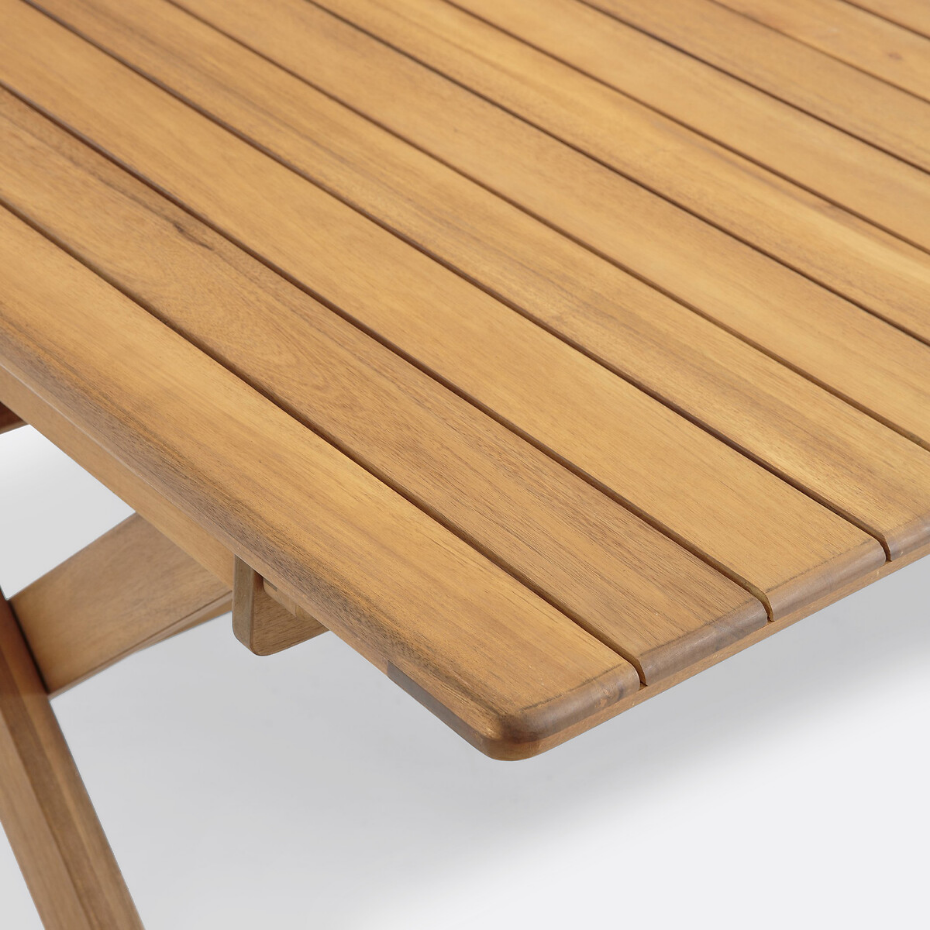 Table de jardin pliante Réalto, acacia, 2 allonges