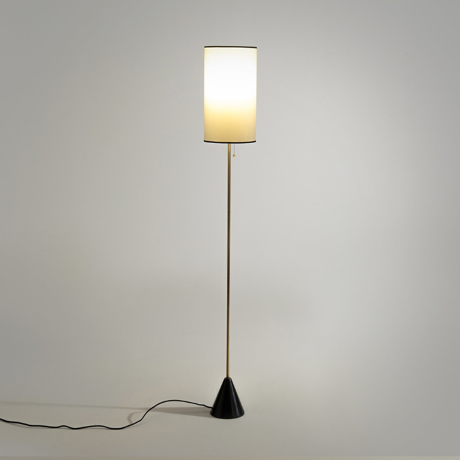 Lampadaire marbre et métal fer laiton Sophonie
