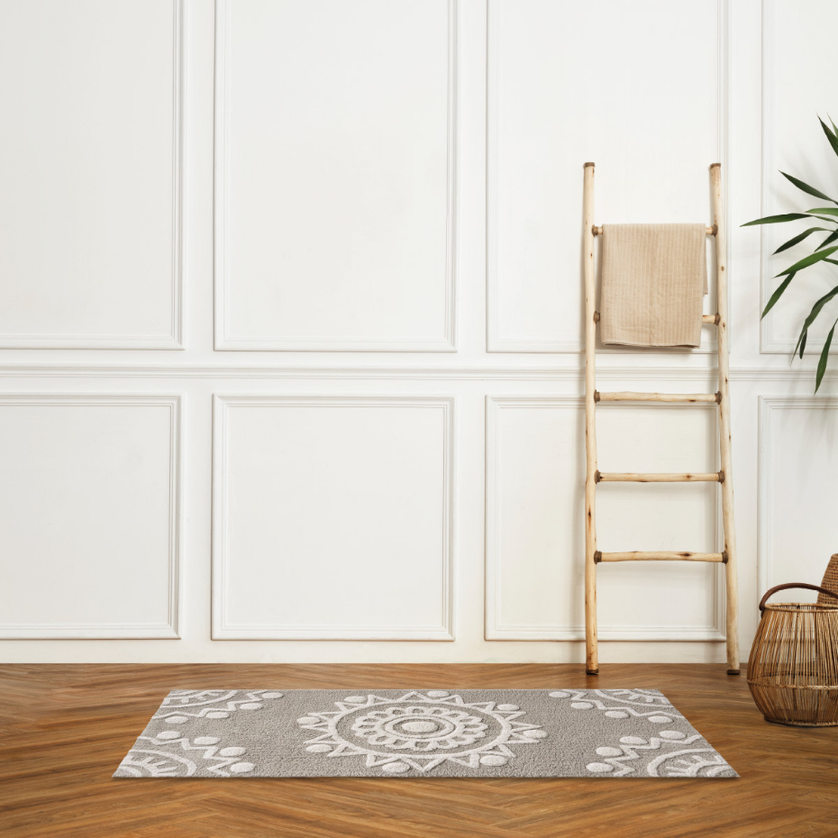 Tapis de bain déco en coton tufté PONDICHERY