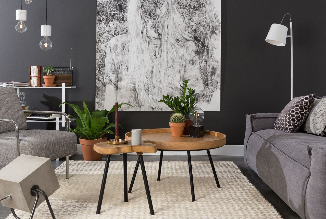 Lampadaire design en métal industriel, BUCKLE HEAD