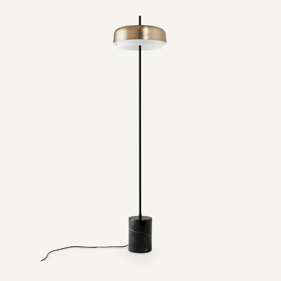 Lampadaire métal fer et marbre, Clepsos