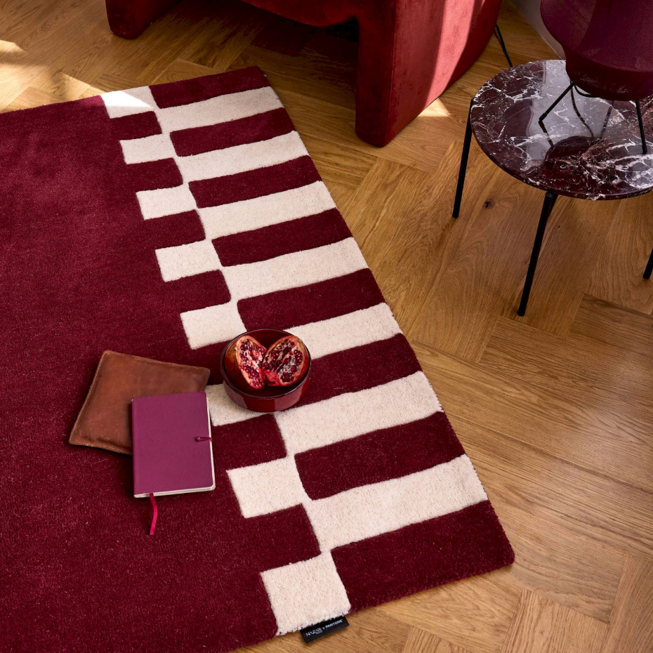 Tapis en laine et coton rectangulaire fait main