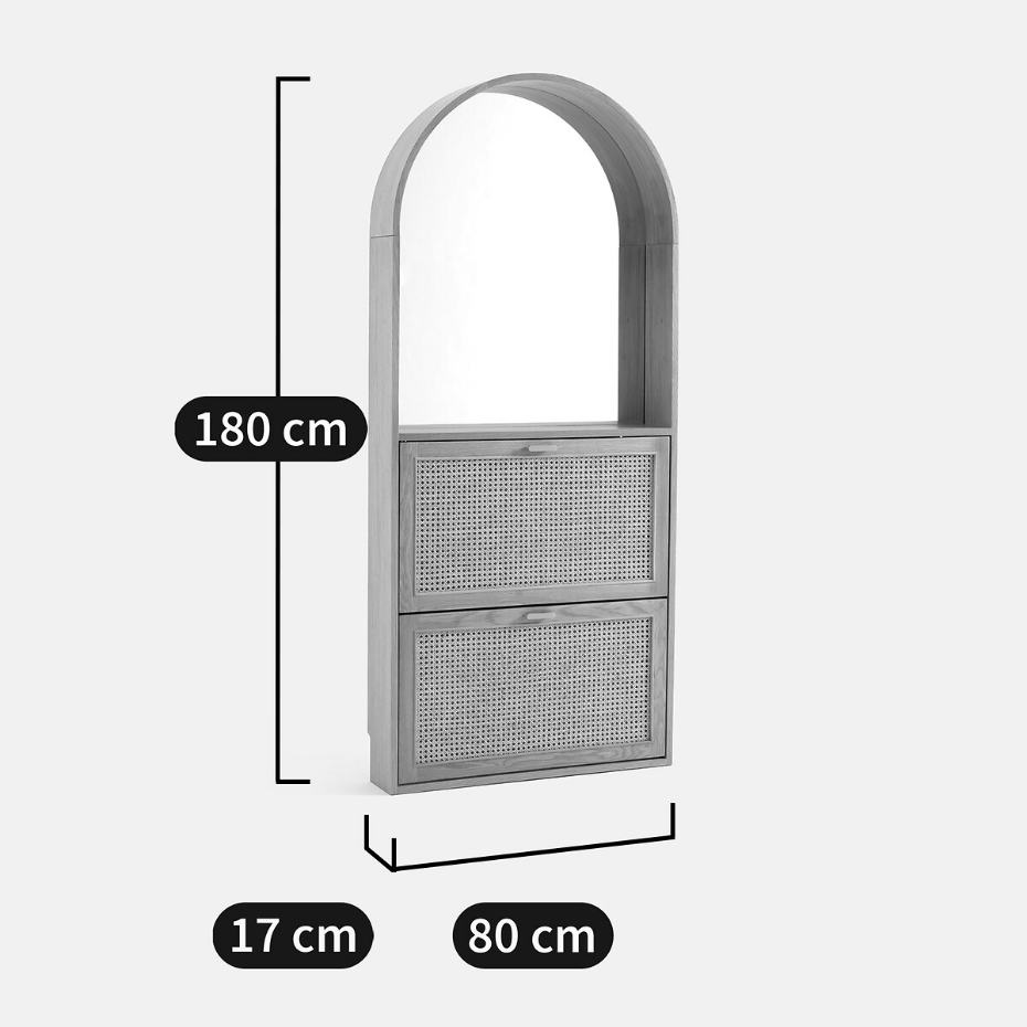 Armoire à chaussures, jusqu'à 8 paires, avec 2 abattants et miroir, MATHEO