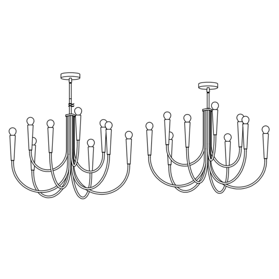 Lustre doré bras multiples 9 lumières - KAELISMA