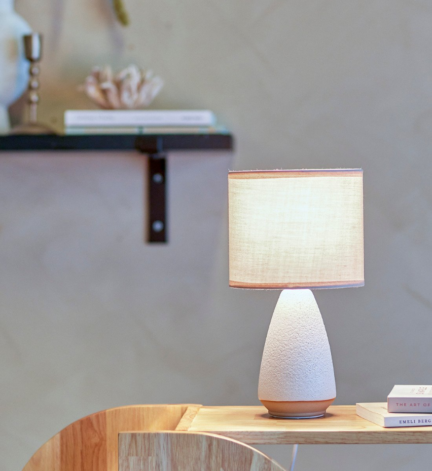 Lampe De Table En Grès - Paprica - Blanc