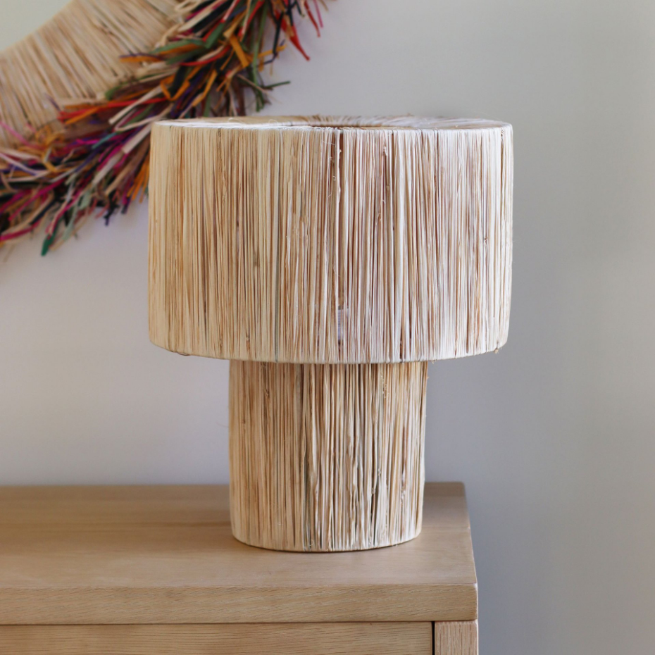 Lampe à poser en raphia, EL NIDO