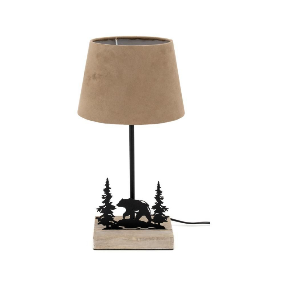 Lampe en métal et bois décor Forêt 1 ours + 2 sapins