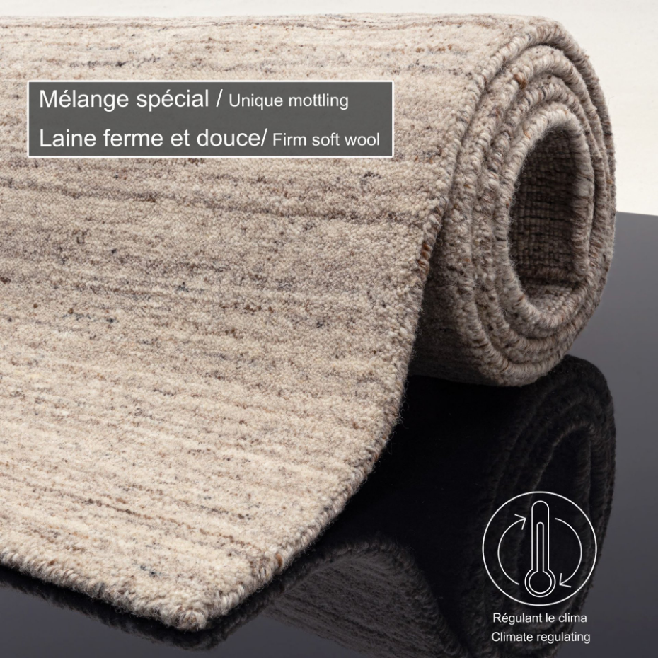 Tapis de salon UNI en laine tissé à la main - Pure