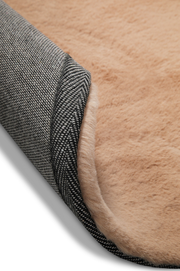 Tapis salon rond doux sensation peau de lapin ,  Anna