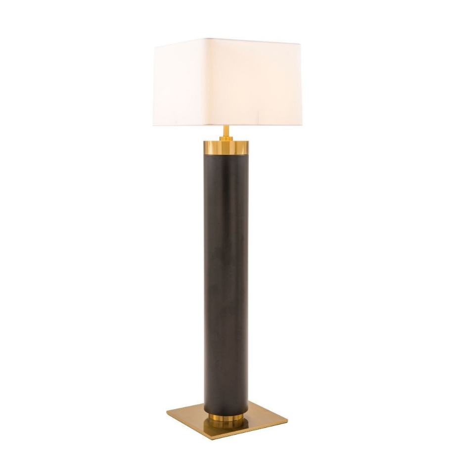 Lampe sur pied en métal noir et finition laiton doré H165 cm - VENDOME