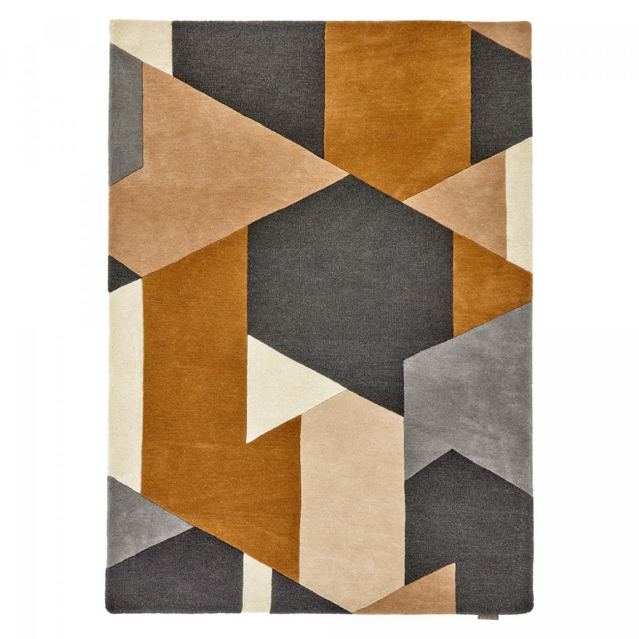 Tapis salon et chambre PAPOVA, fait à la main motif géométrique
