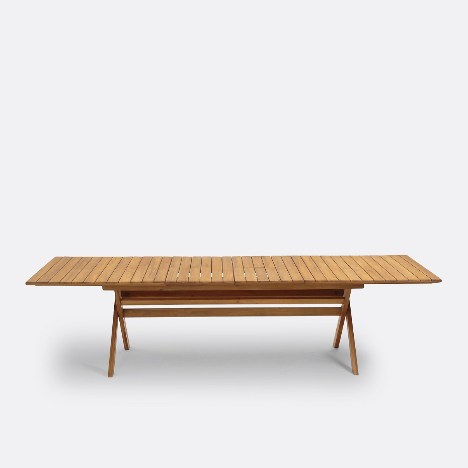 Table de jardin pliante Réalto, acacia, 2 allonges