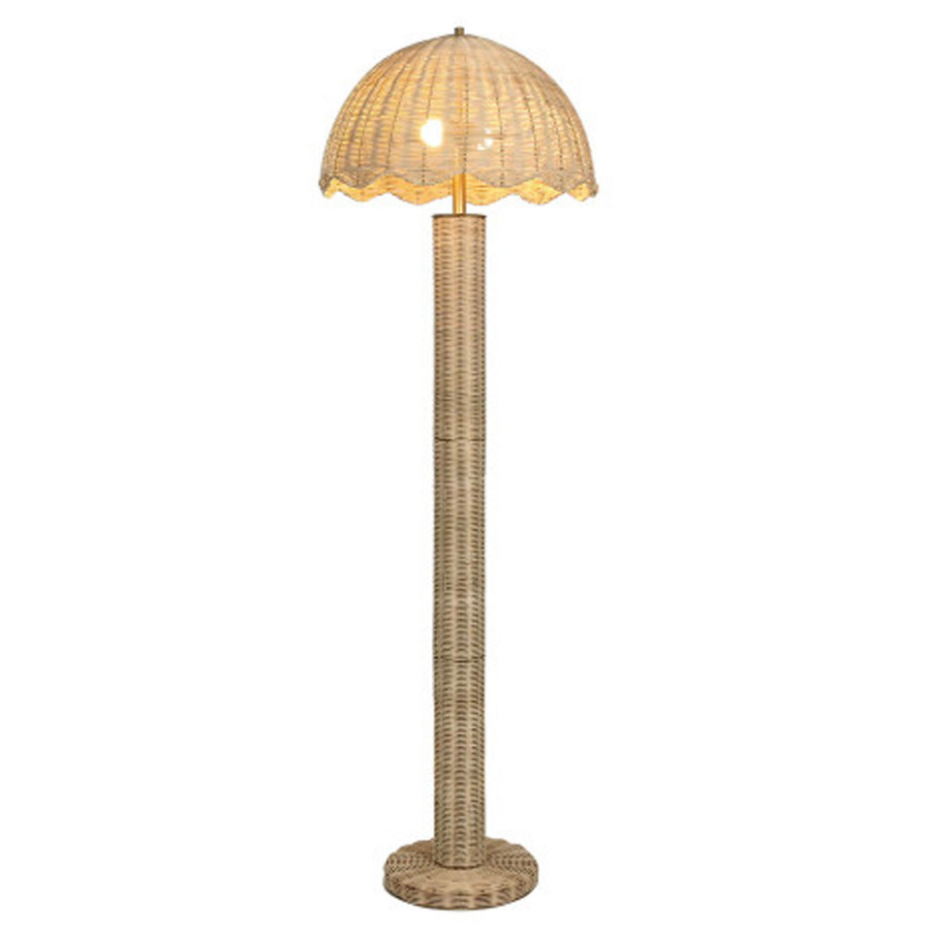 Lampadaire en rotin et métal doré 47x47x150cm