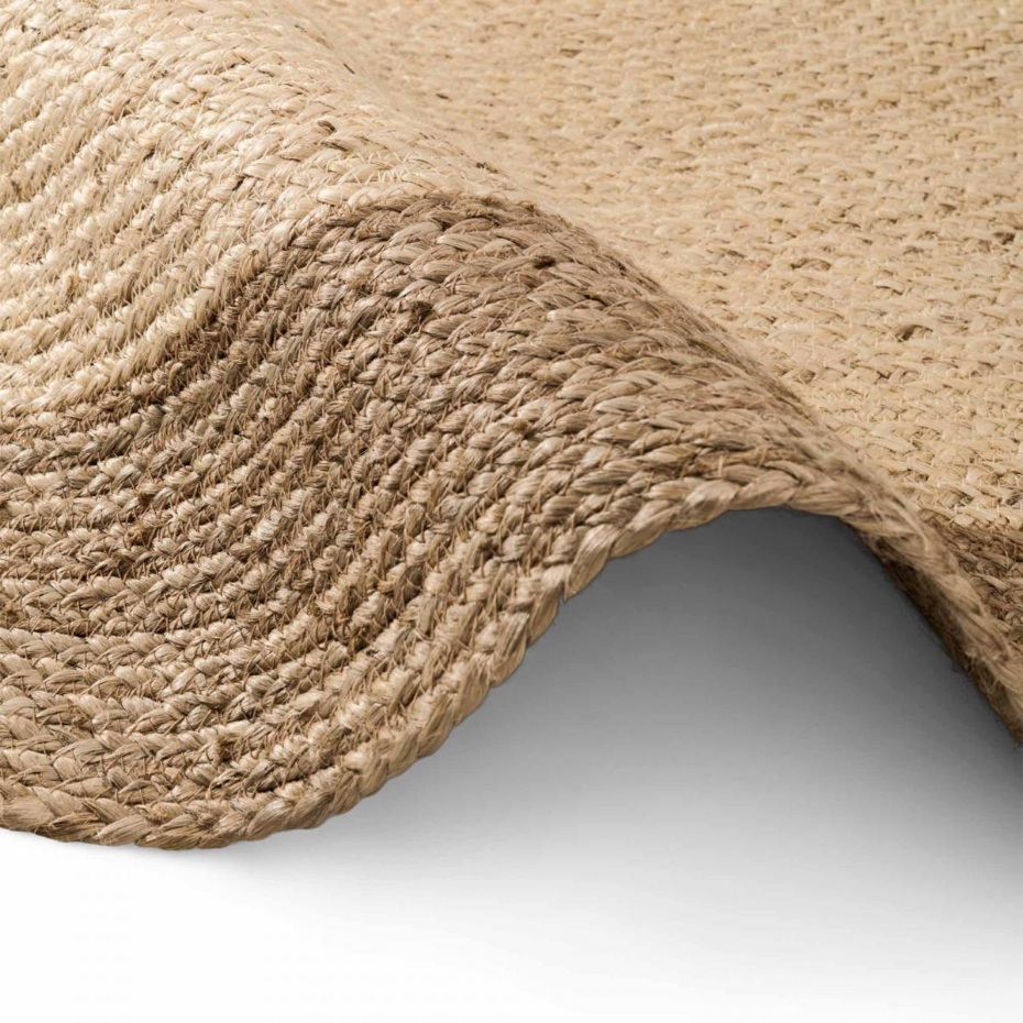 Tapis rond, motif simple authentique, JUTE K, jute tissé à la main