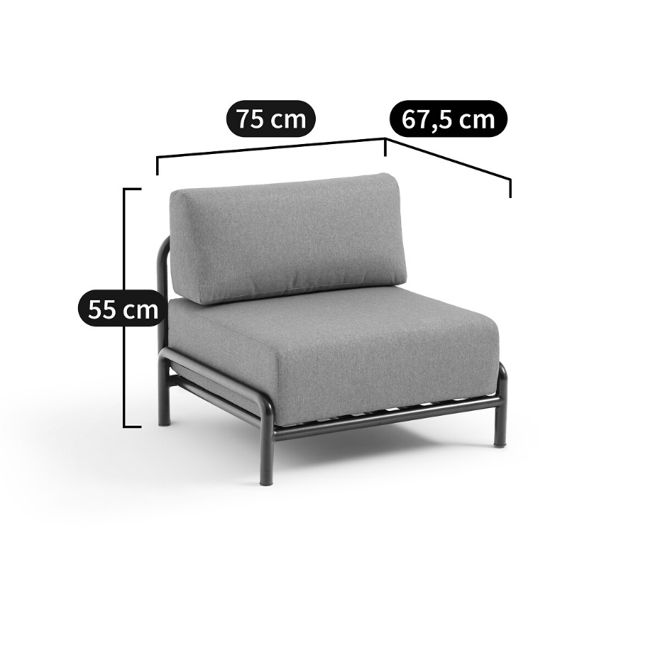 Fauteuil bas de jardin métal acier, Thomes