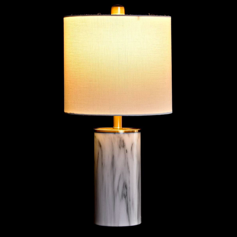 Lampe ronde et abat-jour blanc - 23x23x47cm