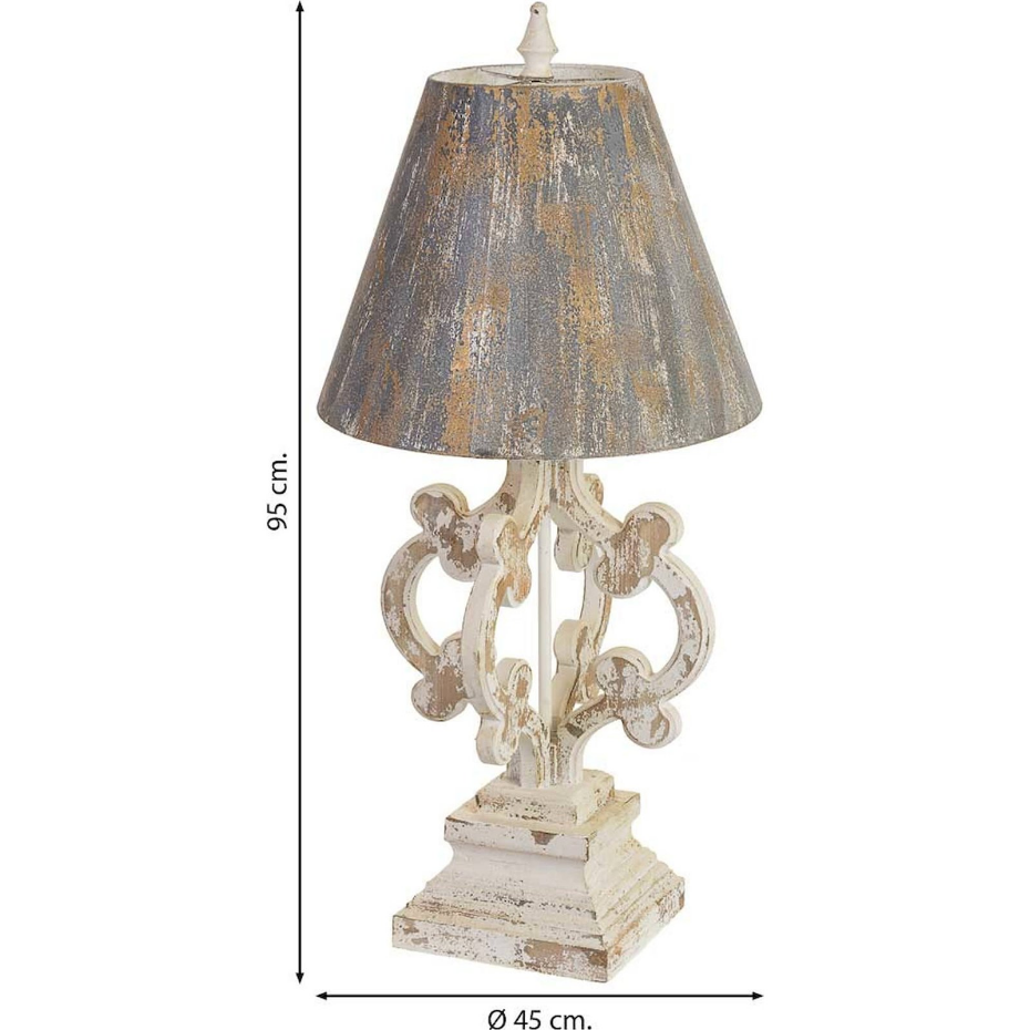 Lampe de table en bois et métal finition vieillie organique