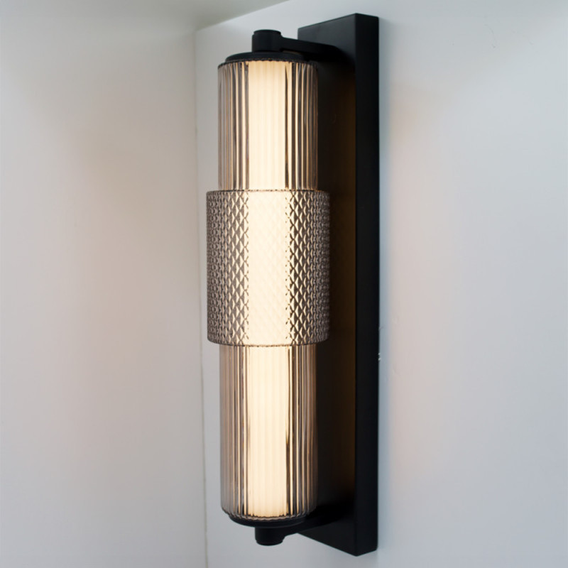 Applique Salle De Bain Led Mojo verre fumé et noir