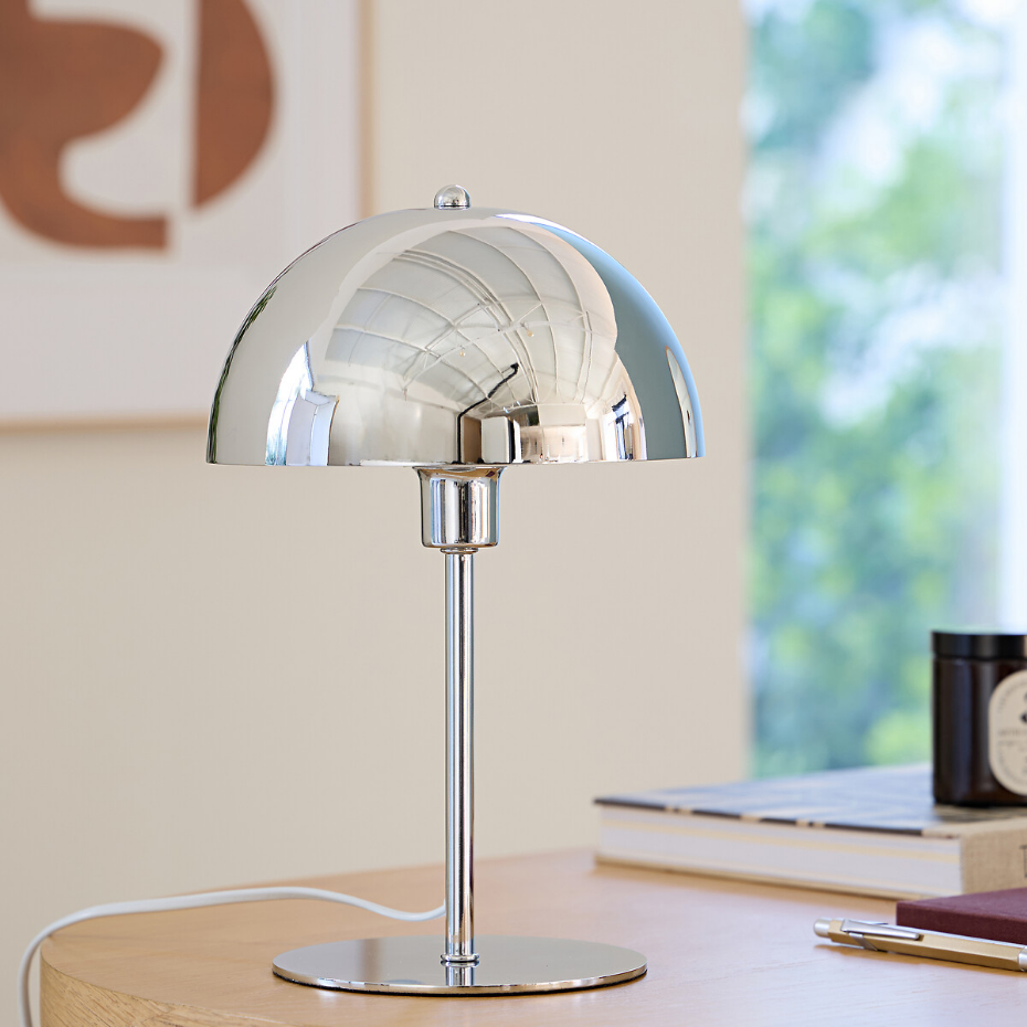 Lampe à poser champignon en métal fer chrome, Capi