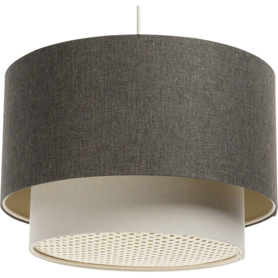 Suspension en tissu et rotin ronde Boho Elegant