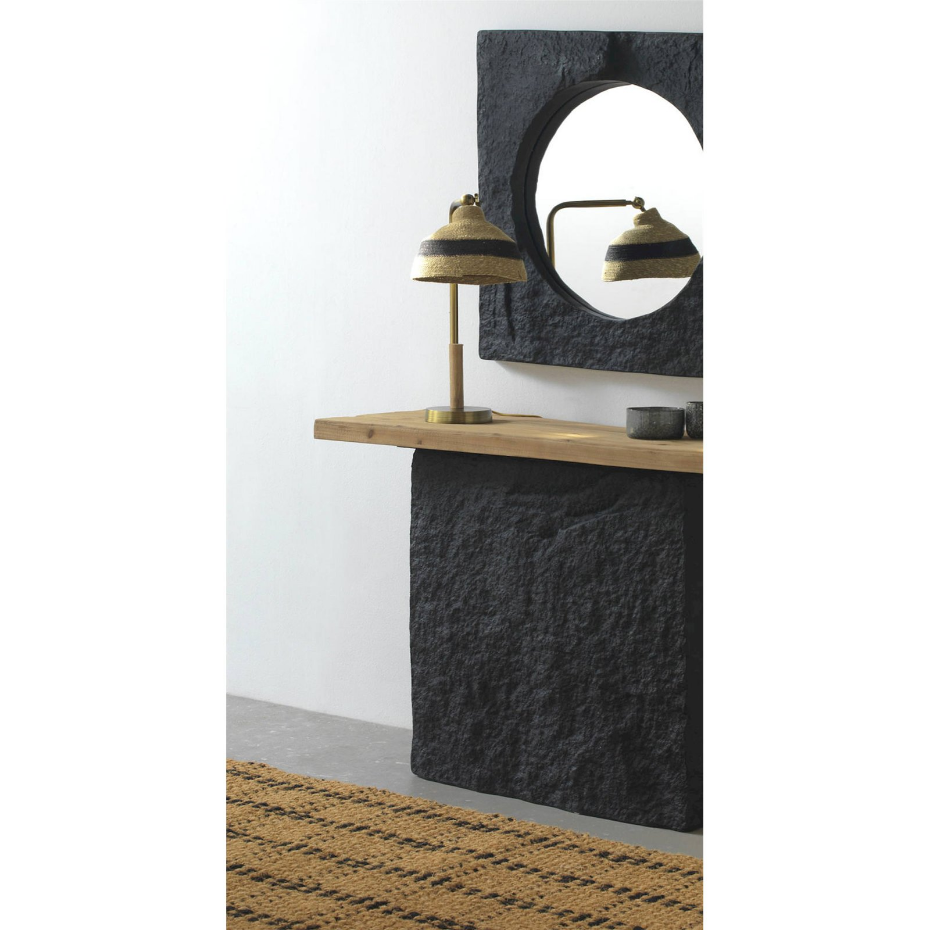Lampe de table en métal avec abat-jour fibre tressée