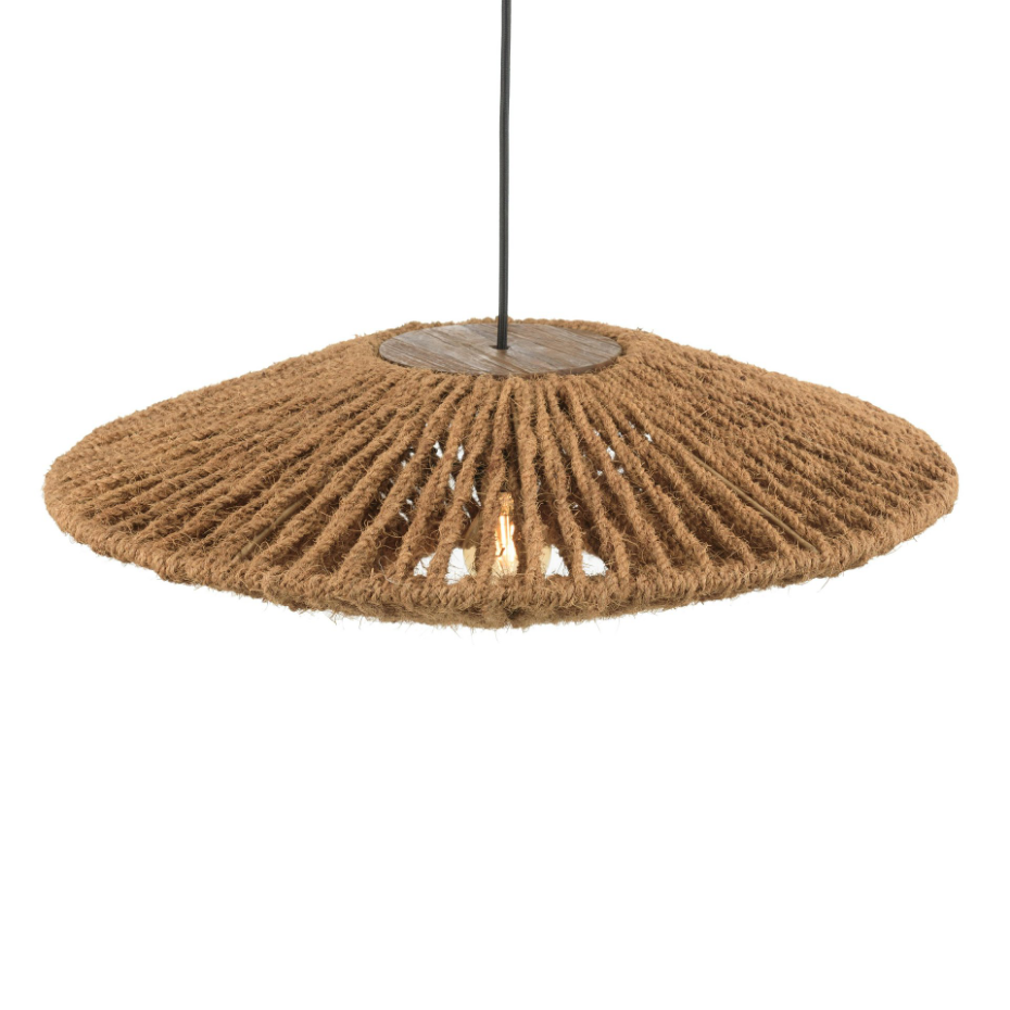 Suspension cymbale 60x60cm en fibre de coco et teck recyclé FOLELLI