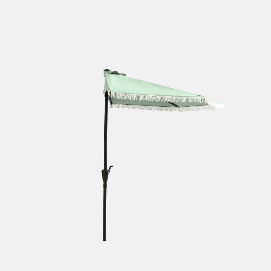 Demi-parasol de balcon à franges Medio