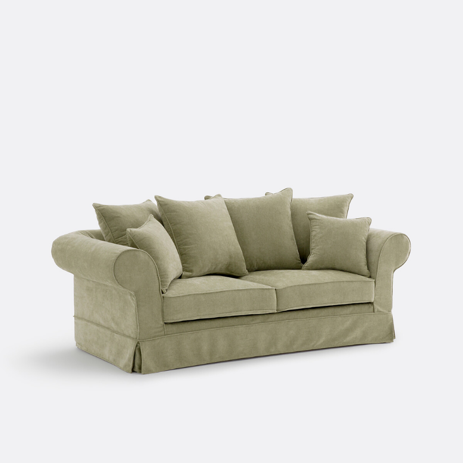 Canapé droit, convertible, 2 ou 3 places, en polyester chiné, ADELIA