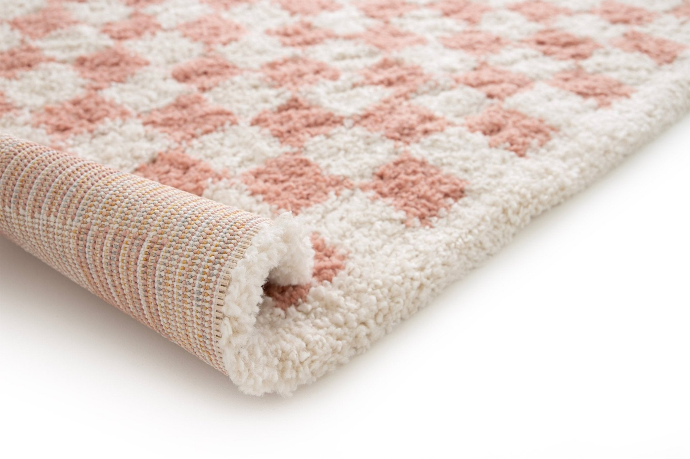 Tapis damier poils longs doux et volumineux CHECKERS