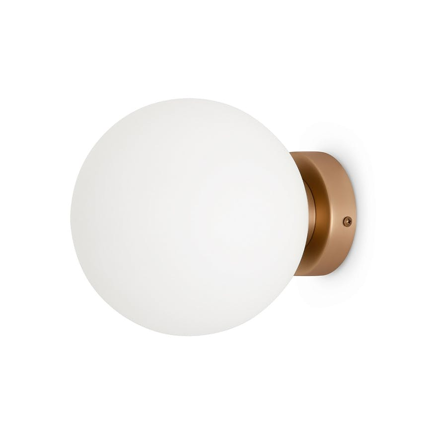 Applique globe verre dépoli - blanc & or, 18 cm DELTONA