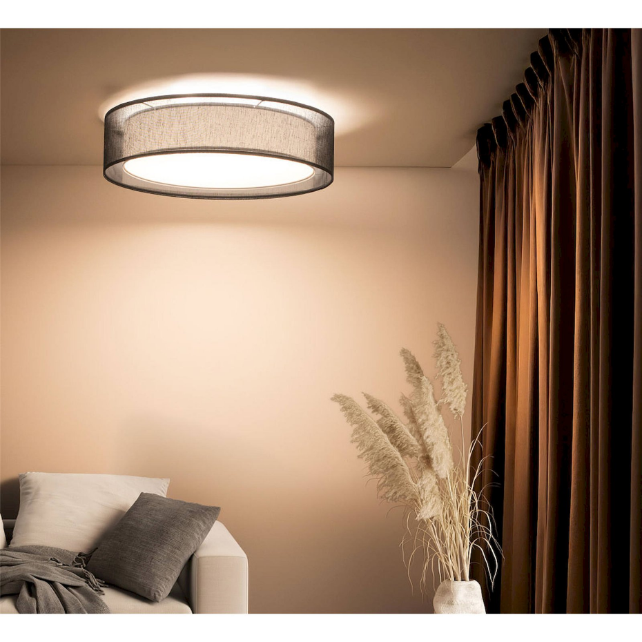 Plafonnier rond en tissu lumière douce Puro