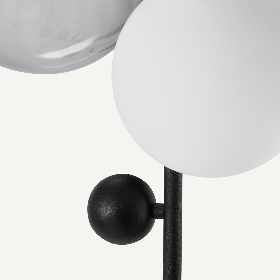 Lampadaire verre fumé et métal, Bullesco