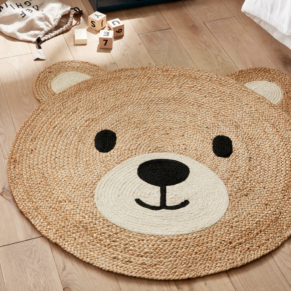 Tapis enfant tête d'ourson en jute, Osora