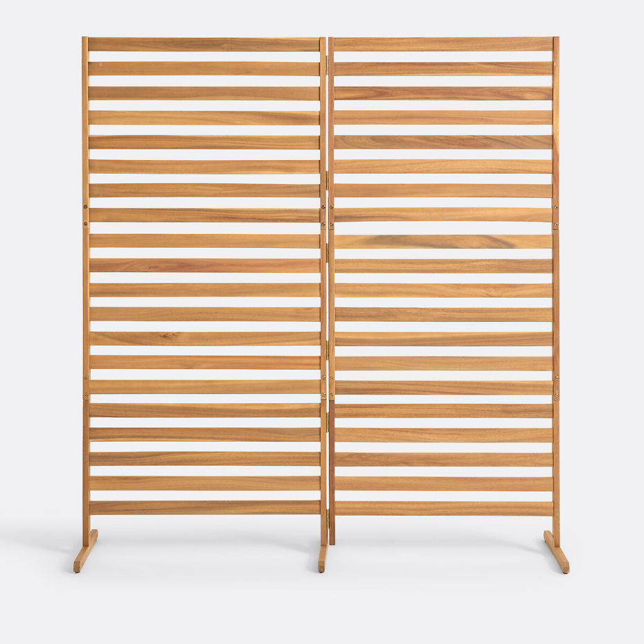 Claustra de jardin en acacia, double panneau, WASSIF