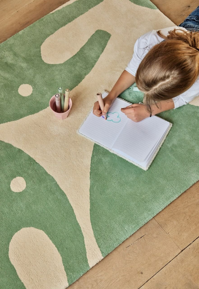 Tapis enfant rectangulaire épais, Coton bio GOTS, ELEPHANT
