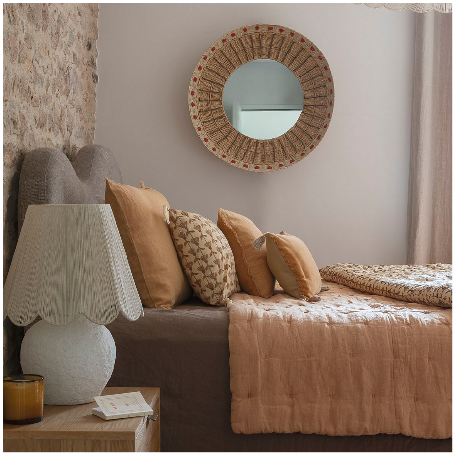 Lampe NORA papier mâché et AJ conique jute