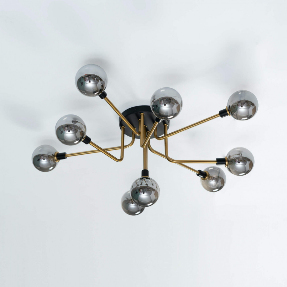 Plafonnier 9 sphères verre fumé - MERANO