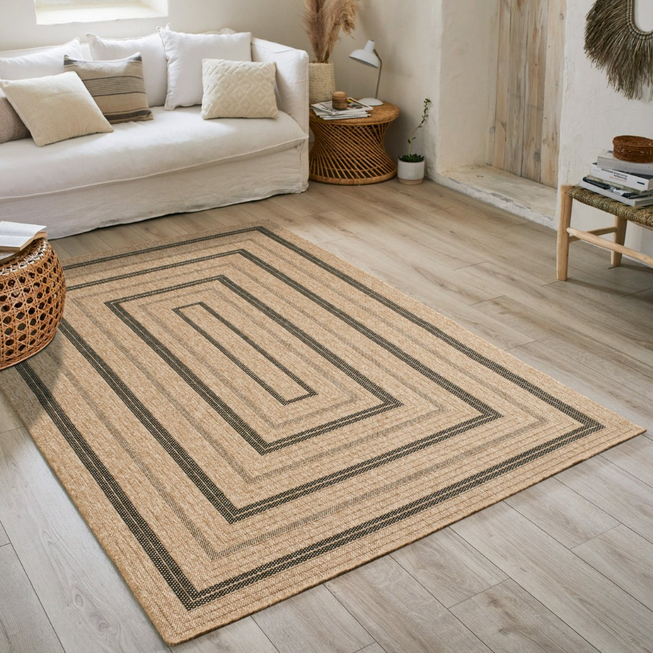 Tapis de salon intérieur extérieur motifs rectangles Nature