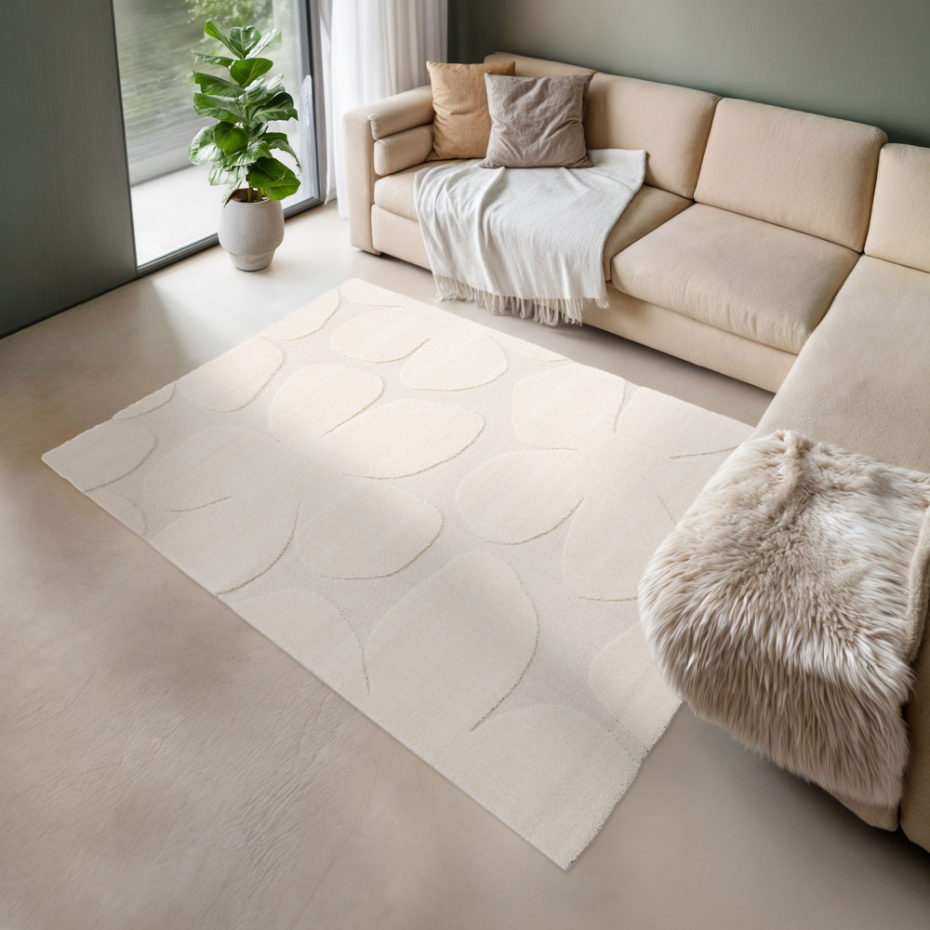Tapis contemporain à motif floral en relief- FLOW