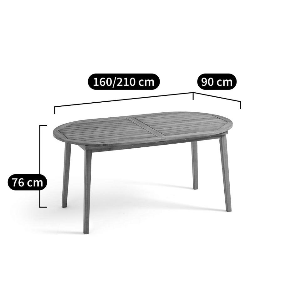 Table de jardin en acacia, 8 couverts, Nouska