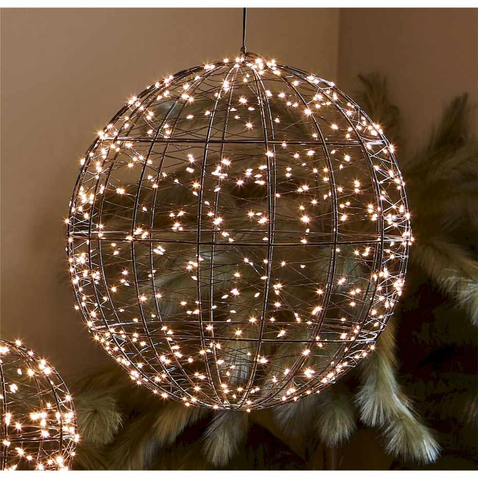 Suspension boule ronde en métal leds intérieur extérieur