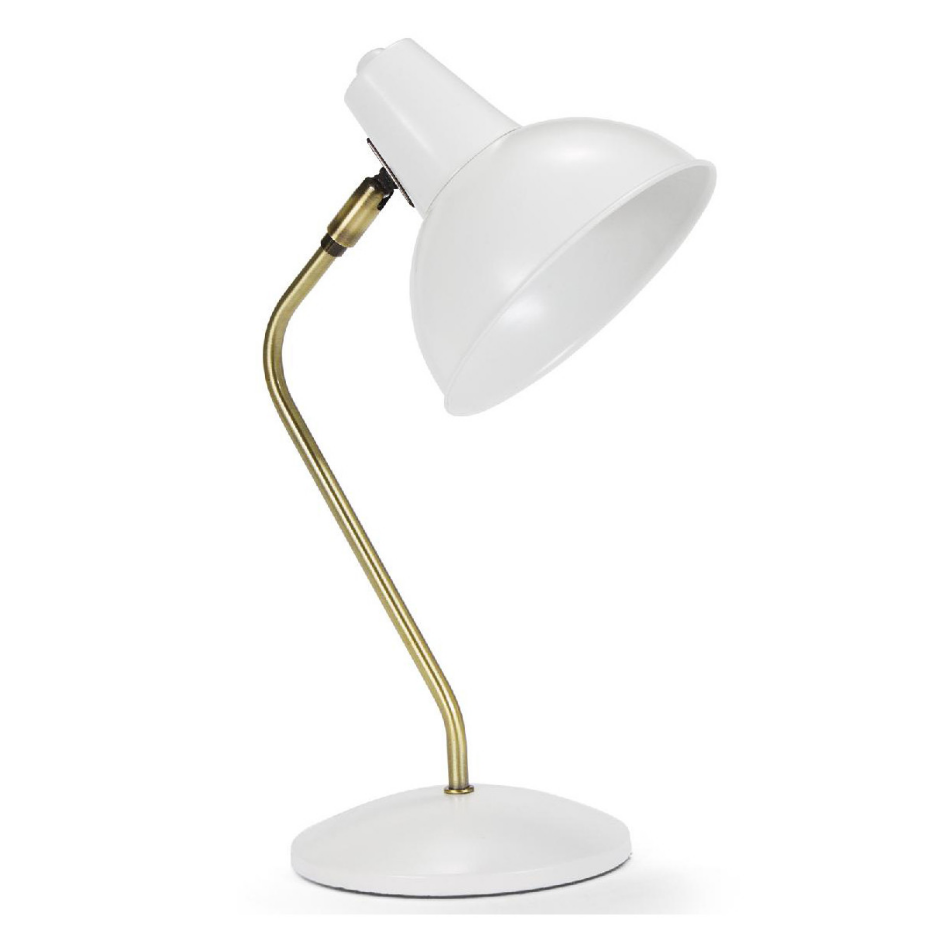 Lampe de bureau métal blanc et laiton doré - 20x15x38cm