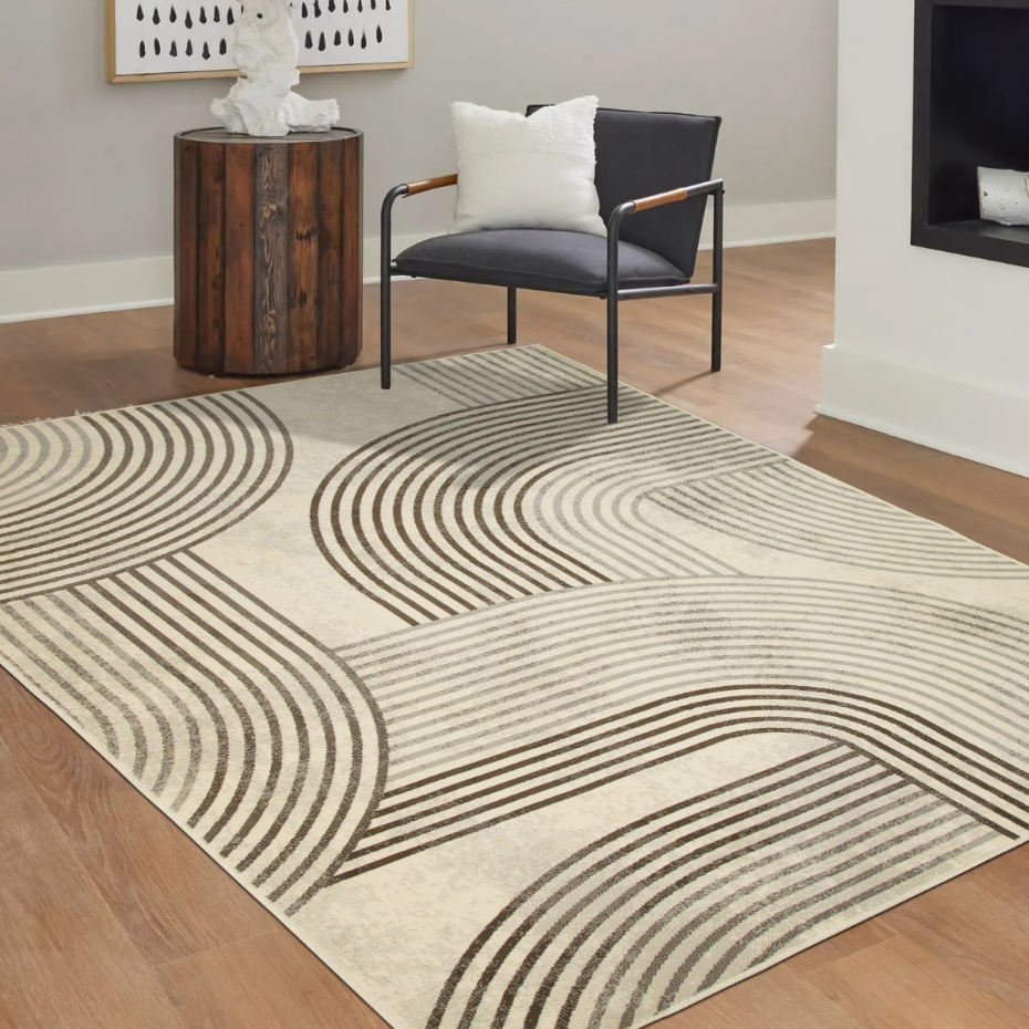 Tapis salon scandinave moderne géométrique HAPPY