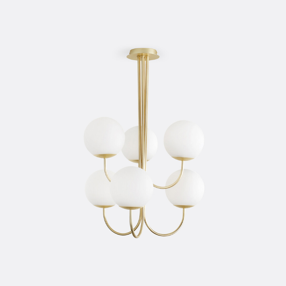 Suspension laiton et verre opaline, Moricio