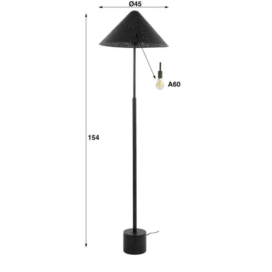 Lampadaire avec abat-jour effet étoilé RALF