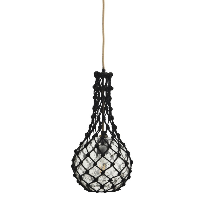 Suspension boule verre filet de jute