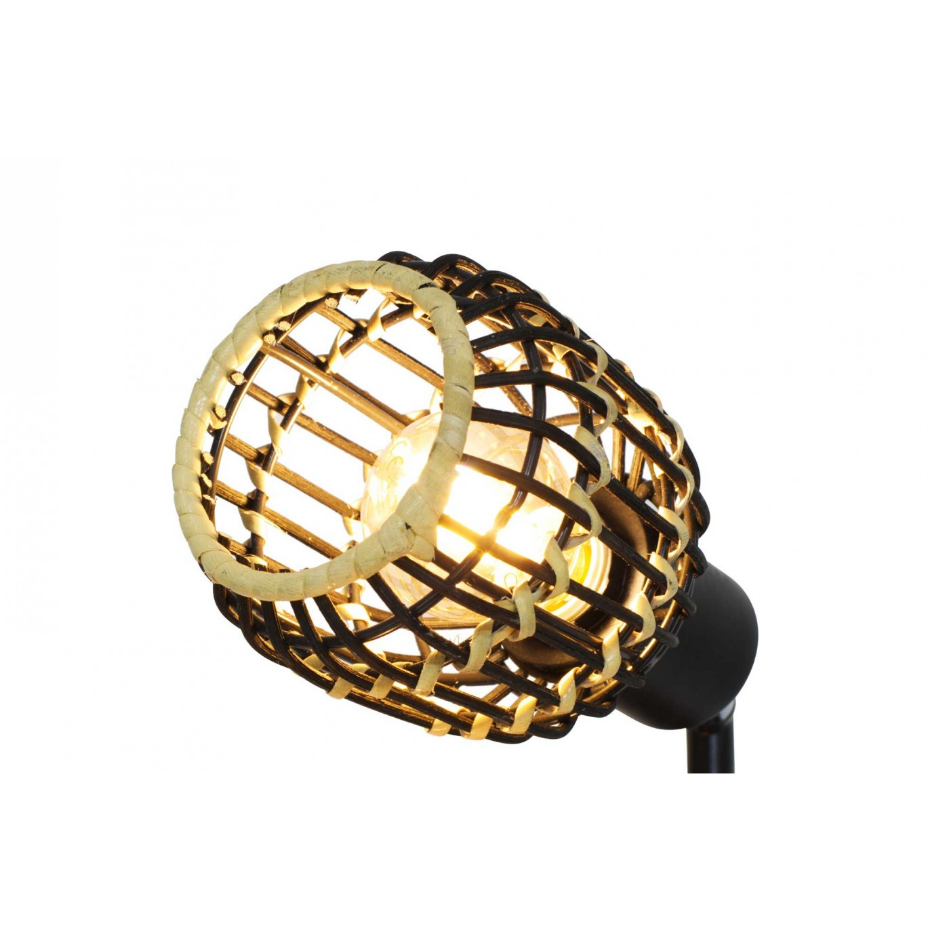 Lampadaire en métal et rotin tressé, LATIE