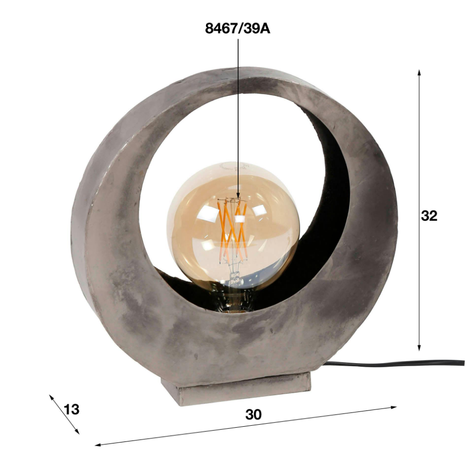 Lampe à poser forme lune en métal argenté TRIBECA