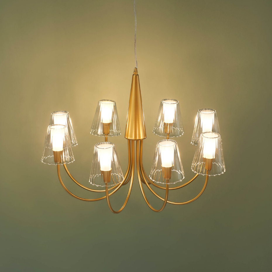 Lustre baroque abat-jours en verre - CERENOVA